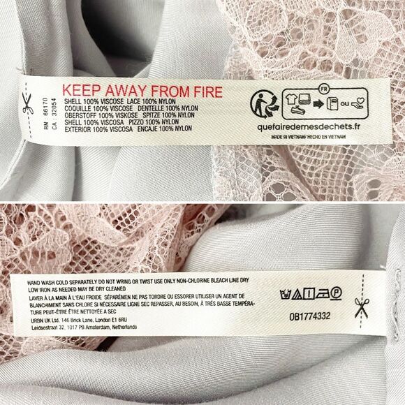 NWT Anthropologie Lace-Trimmed Asymmetrical Midi Slip Dress Gray Pink Size 8 NEW - Picture 15 of 16